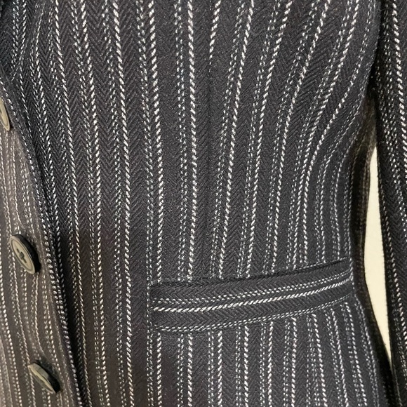 CABI Black and White Striped Fitted Blazer Leopard Print Lined - Picture 11 of 15